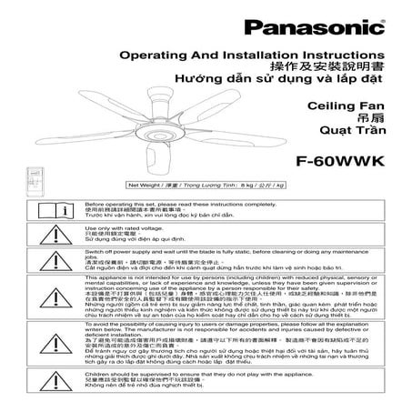 Quat tran panasonic f-60wwk
