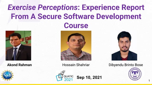Exercise Perceptions: Experience Report From A Secure Software Development Co...