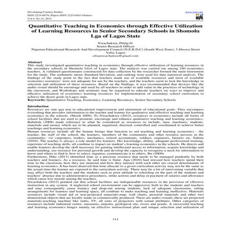 Quatitative teaching in economics through effective utilization of learning r...