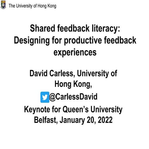 Shared feedback literacy: Designing for productive feedback experiences