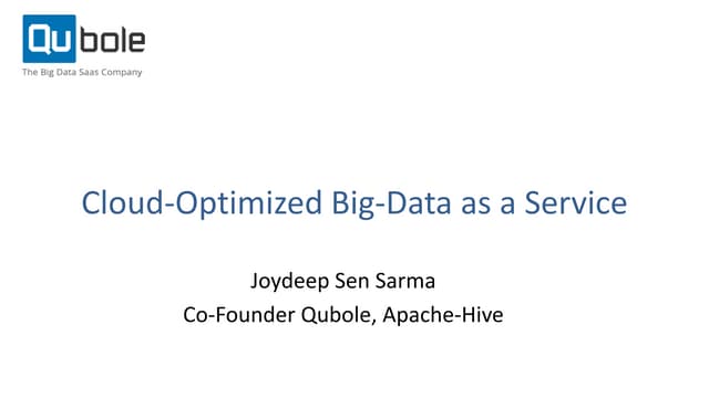 Cloud Optimized Big Data