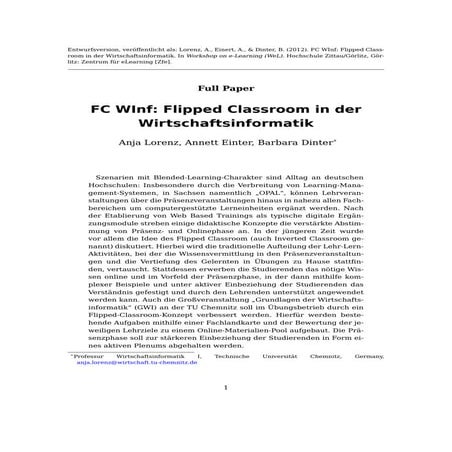 FC WINF: Flipped Classroom in der Wirtschaftsinformatik
