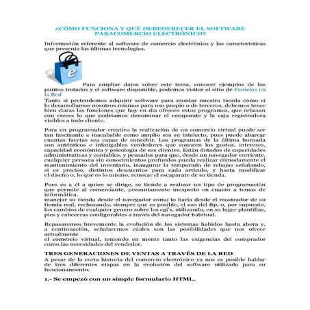  Qué debe ofrecer el software para comercio electrónico