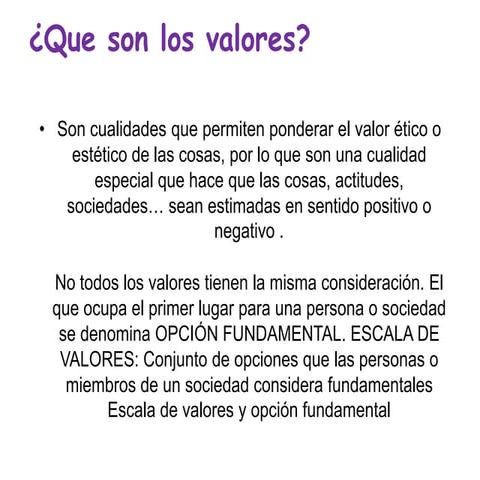 Que son los valores