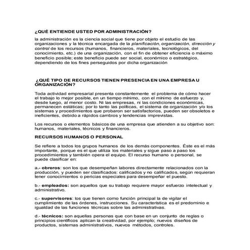 Tipos de recursos en una organización | PDF