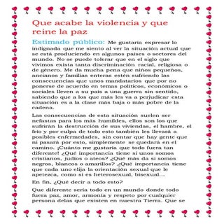 Que acabe la violencia y que reine ...