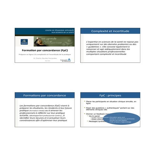 Les formations par concordance (FpC): des méthodes d’apprentissage en ligne pour préparer à la complexité et l’incertitude de la pratique