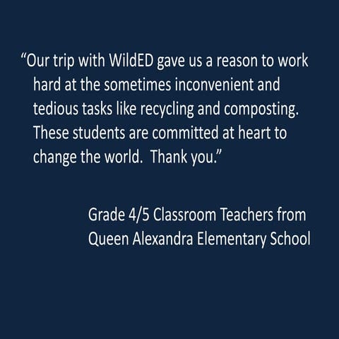 Queen Alexandra Elementary completes a WildED inspired action project!
