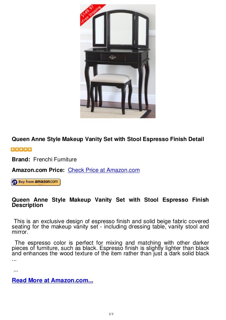 Shop Queen Anne Desk Chair Set Free Shipping Today >> Queen Anne Style Makeup Vanity Set With Stool Espresso Finish Shop Queen Anne Desk Chair Set Free Shipping Today >> Queen Anne Style Makeup Vanity Set With Stool Espresso Finish