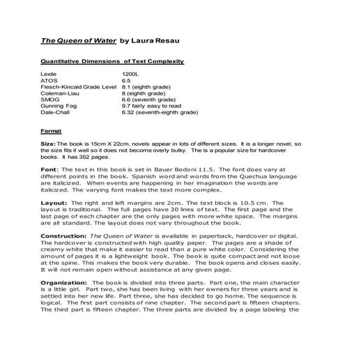 Queen of water analysis