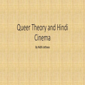 Queer theory and hindi cinema