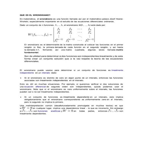 Que es el wronskiano
