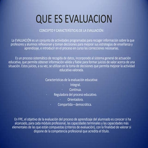 Que es evaluacion