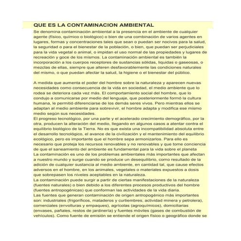 Que es la contaminacion ambiental