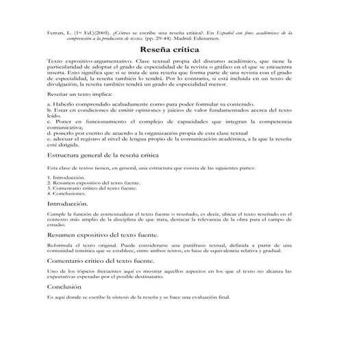 ¿Qué es la reseña? | DOCX