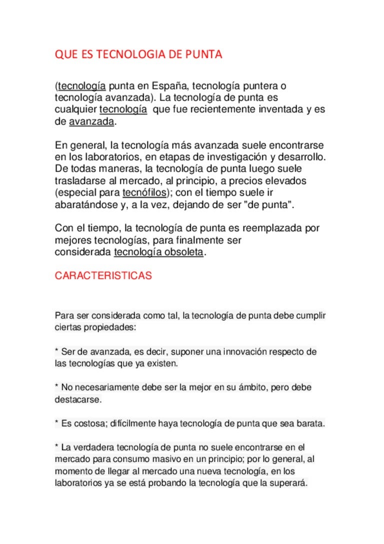 Que es tecnologia de punta