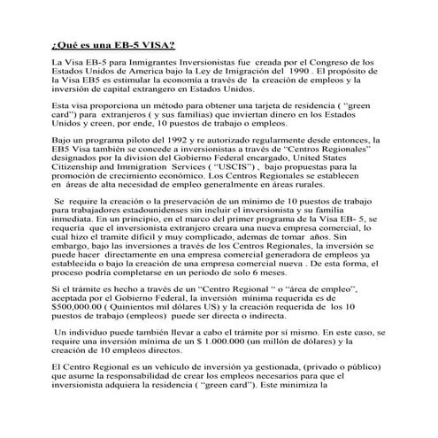 Que es una eb5 visa