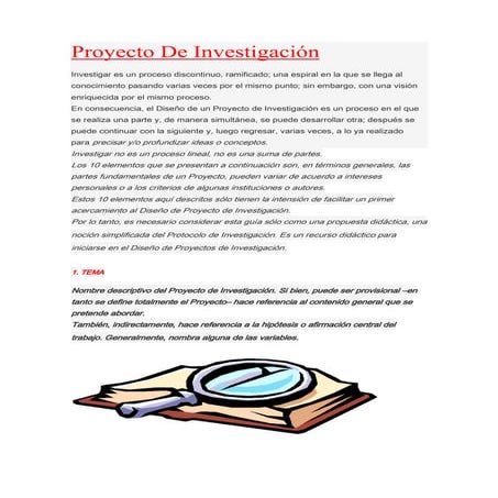 10 pasos para diseñar un proyecto de investigación | DOCX