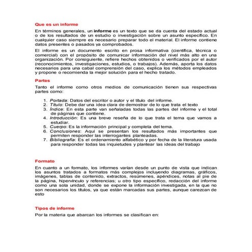 Que es un informe