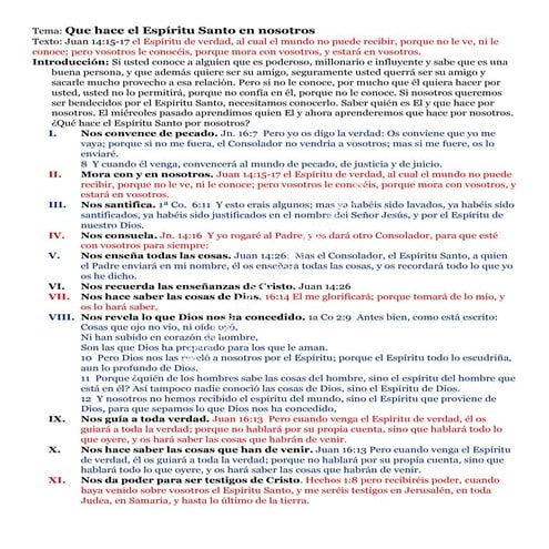 Que hace el espíritu santo en nosotros