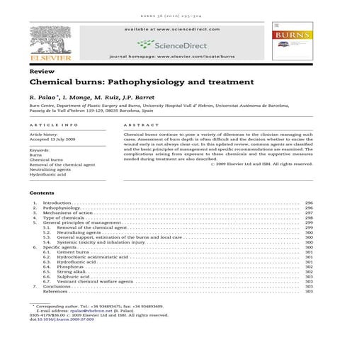 Quemaduras quimicas fisiopatologia