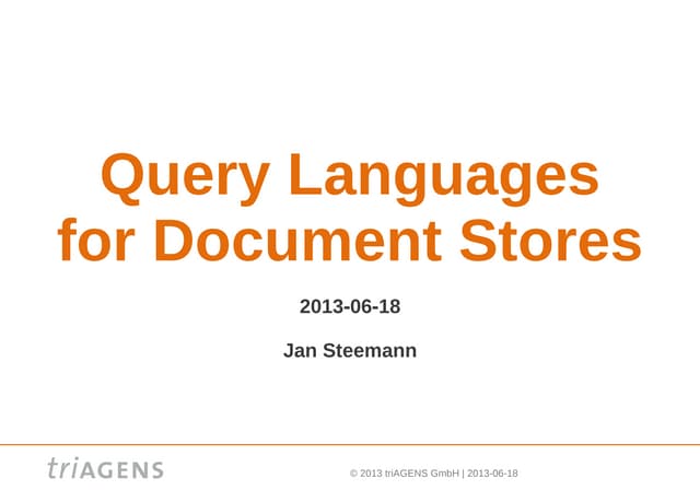 Query Languages for Document Stores | PPT