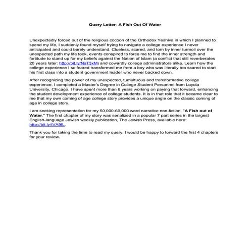 Query letter  a fish out of water