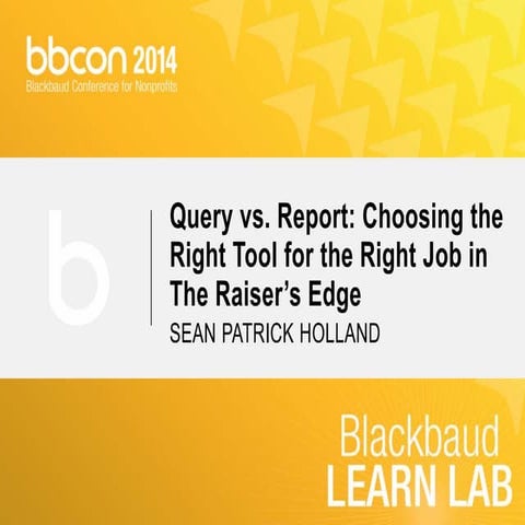 Query vs. Report: Choosing the Right Tool for the Right Job in The Raiser’s Edge