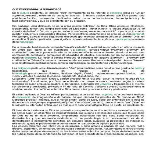 Qué es dios para la humanidad