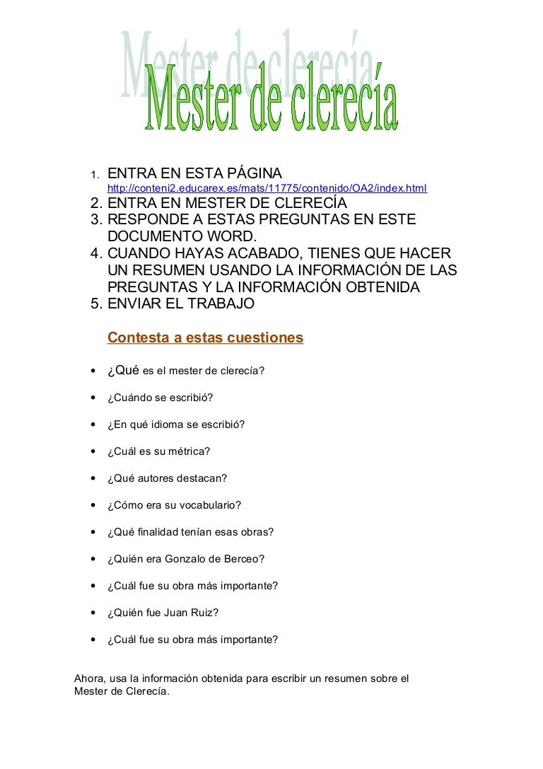 Que Es El Mester De Clerecia