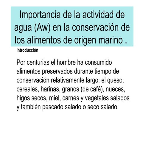 Qué es la actividad del agua