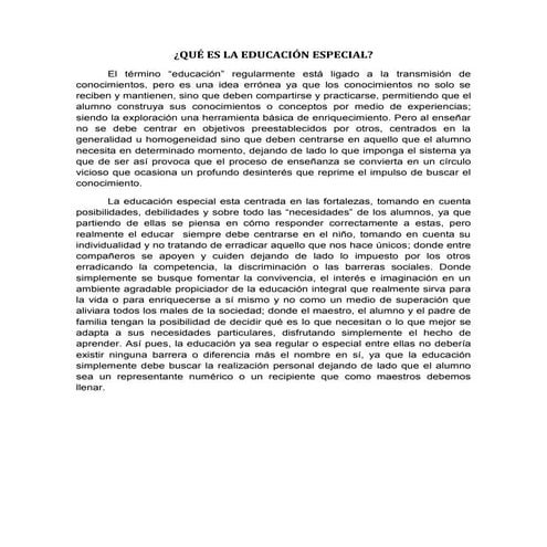Qué es la educación especial