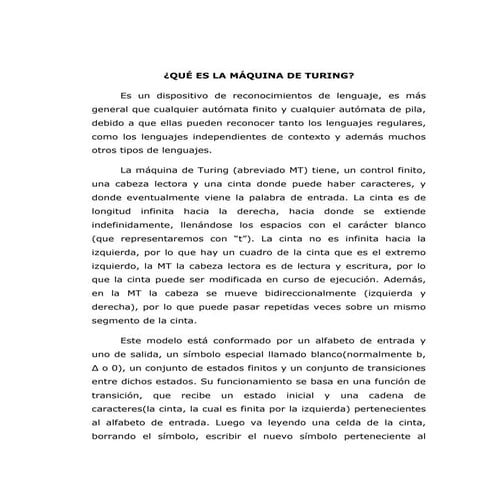 Qué es la máquina de turing