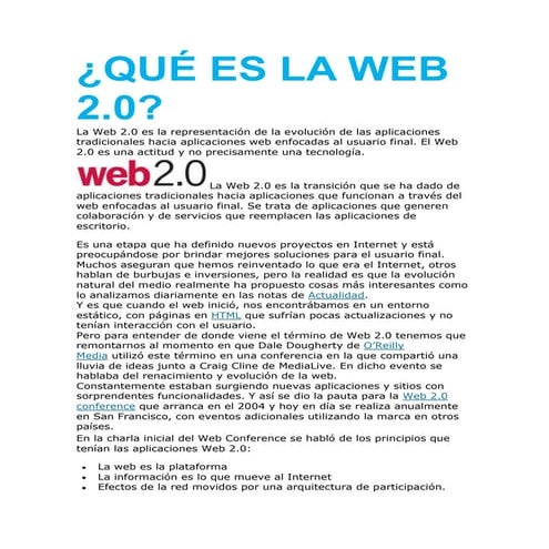 Qué es la web 2