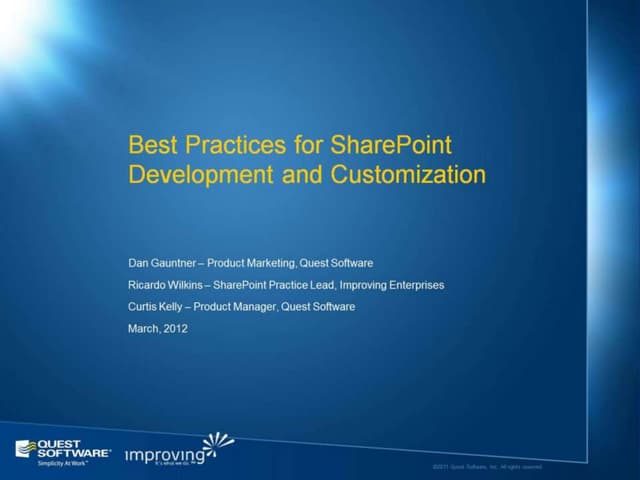Best Practices for SharePoint Development Customization