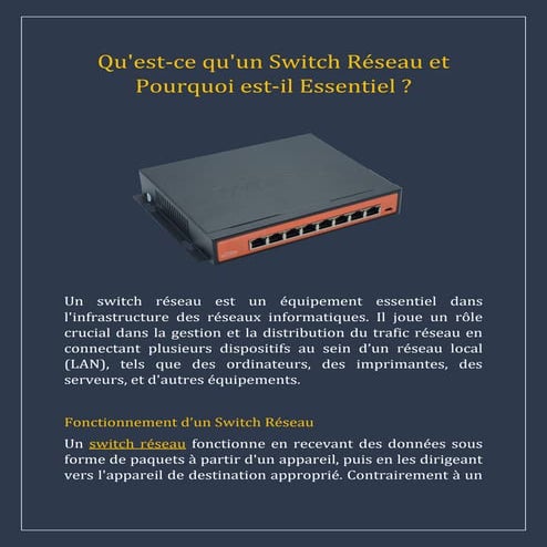 Qu'est-ce qu'un Switch Réseau et Pourquoi est-il Essentiel ? | PDF
