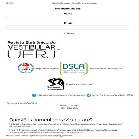 Questões comentadas revista eletrônica do vestibular | PDF
