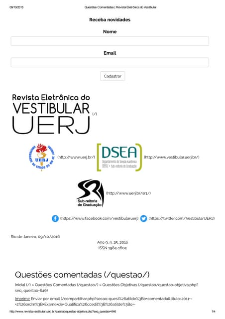 Questões comentadas revista eletrônica do vestibular | PDF