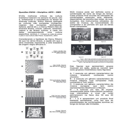 Questões do ENEM - Disciplina Arte 2009 a 2013