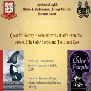 Quest For Identity in Selected works of Afro - American Writers..pptx
