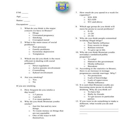 Questioanaires for UB0203