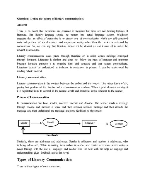 Nature  of literary communication