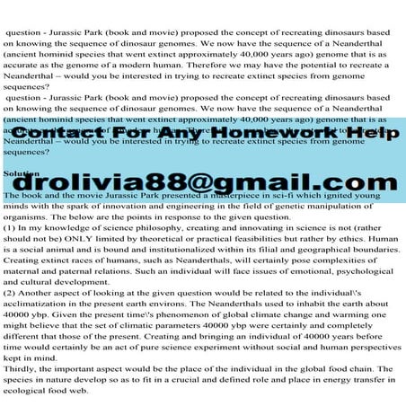 question - Jurassic Park (book and movie) proposed the concept of.pdf