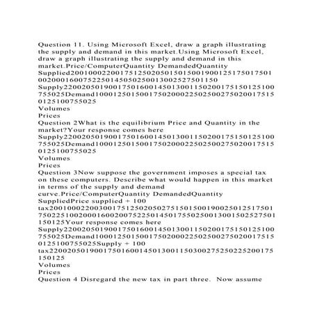 Question 11. Using Microsoft Excel, draw a graph illustrating the .docx