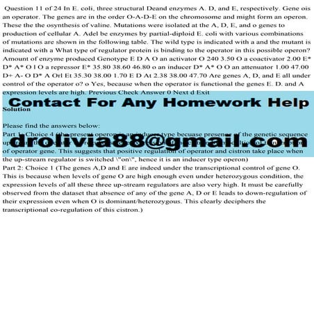 Question 11 of 24 In E. coli, three structural Deand enzymes A. D, an.pdf