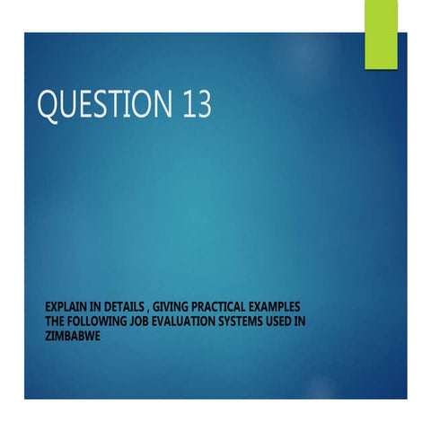 JOB EVALUATION SYSTEMS