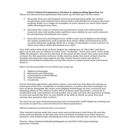 Question 1a advice handout