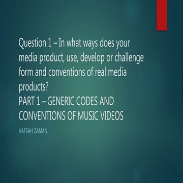 A2 Media Studies (Music Video) - Evaluation Question 1 Part 1 