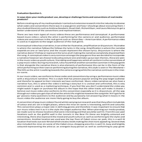 Question 1 evaluation