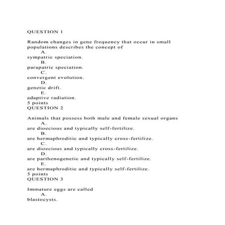 QUESTION 1Random changes in gene frequency that occur in small.docx